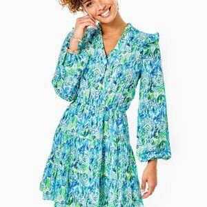 Lilly Pulitzer Blue and Green Kelsie Dress